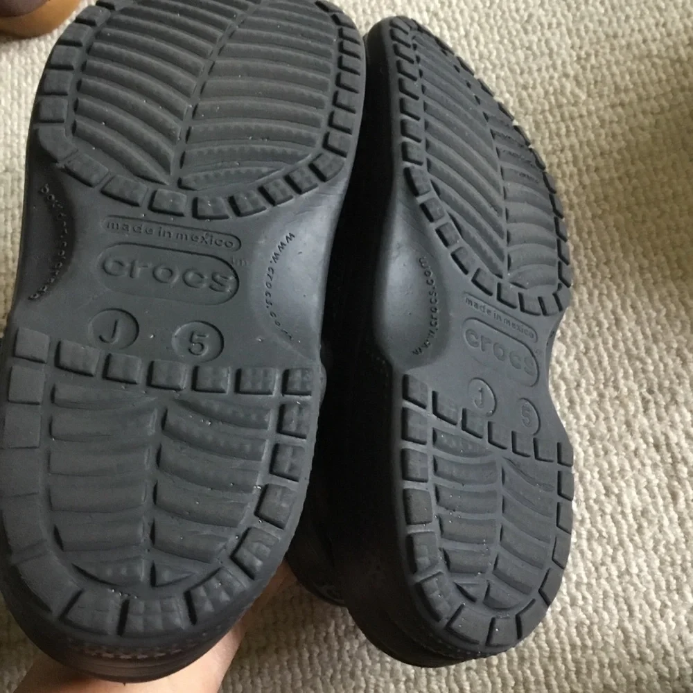 CROCS Black Foam Clogs with Heel Strap